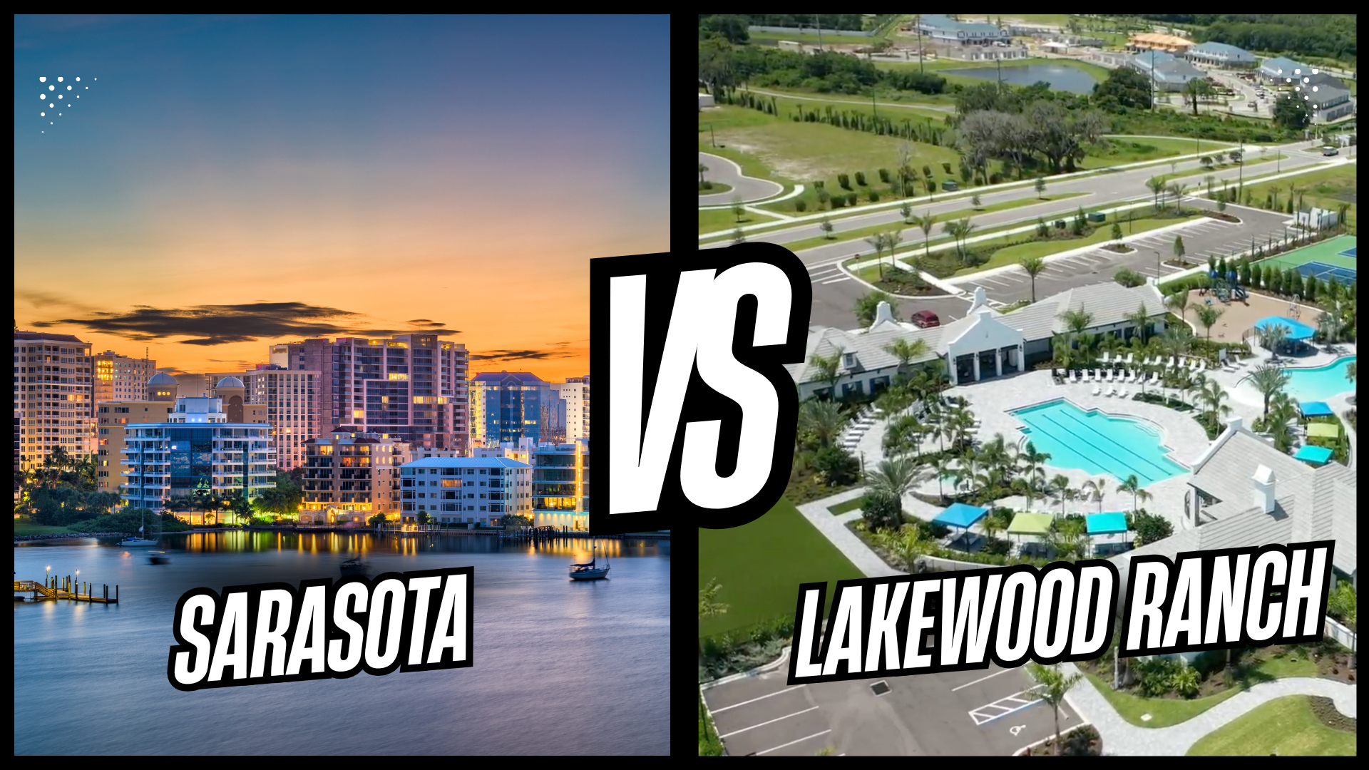 Downtown Sarasota neighborhood street compared to Lakewood Ranch master planned community